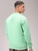 Men's Green Regular Fit Solid Overhead Crewneck Sweatshirt