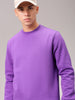 Men's Purple Regular Fit Solid Overhead Crewneck Sweatshirt