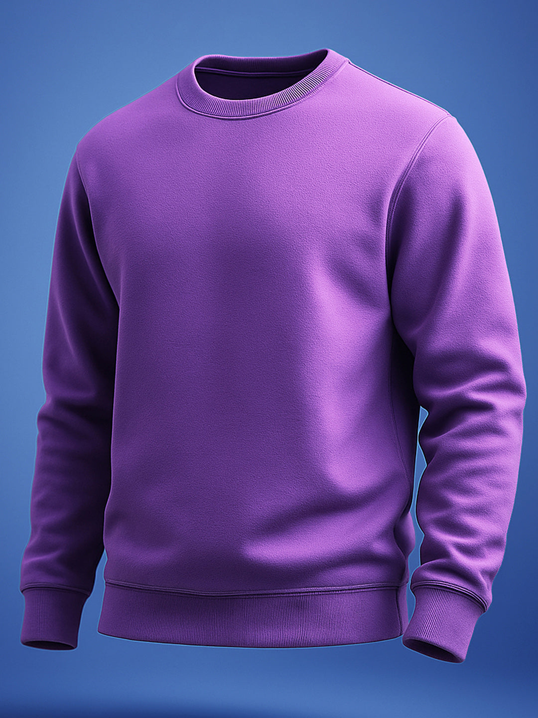 Men's Purple Regular Fit Solid Overhead Crewneck Sweatshirt