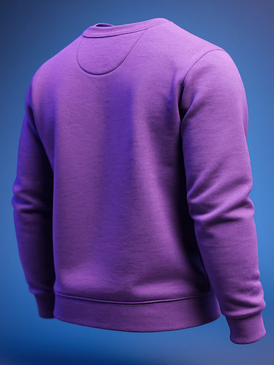 Men's Purple Regular Fit Solid Overhead Crewneck Sweatshirt
