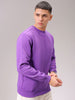 Men's Purple Regular Fit Solid Overhead Crewneck Sweatshirt