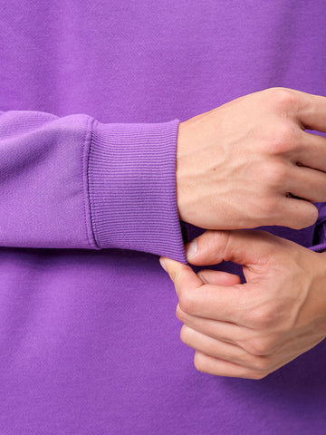 Men's Purple Regular Fit Solid Overhead Crewneck Sweatshirt