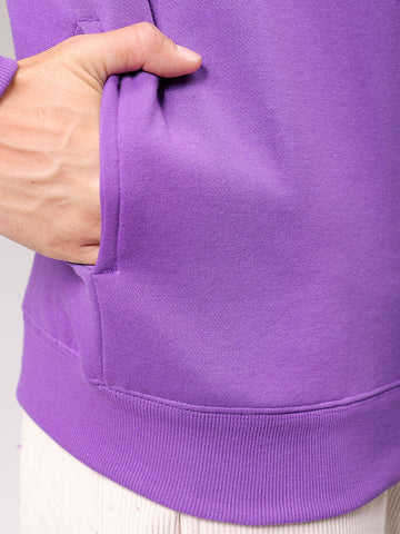 Men's Purple Regular Fit Solid Overhead Crewneck Sweatshirt