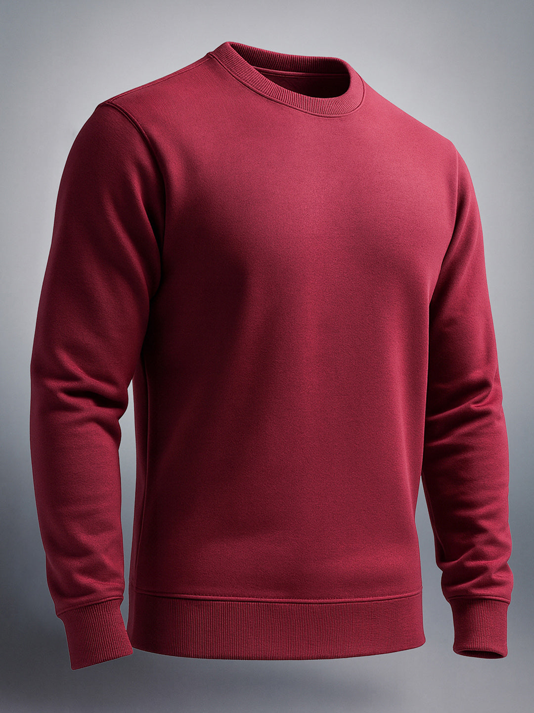 Men's Cranberry Regular Fit Solid Casual Sweat Shirt