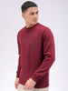 Men's Red Regular Fit Solid Overhead Crewneck Sweatshirt