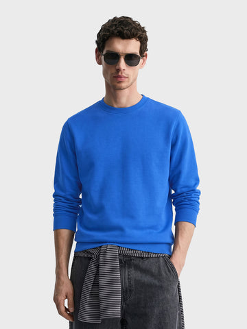 Men's Blue Regular Fit Solid Casual Sweatshirts