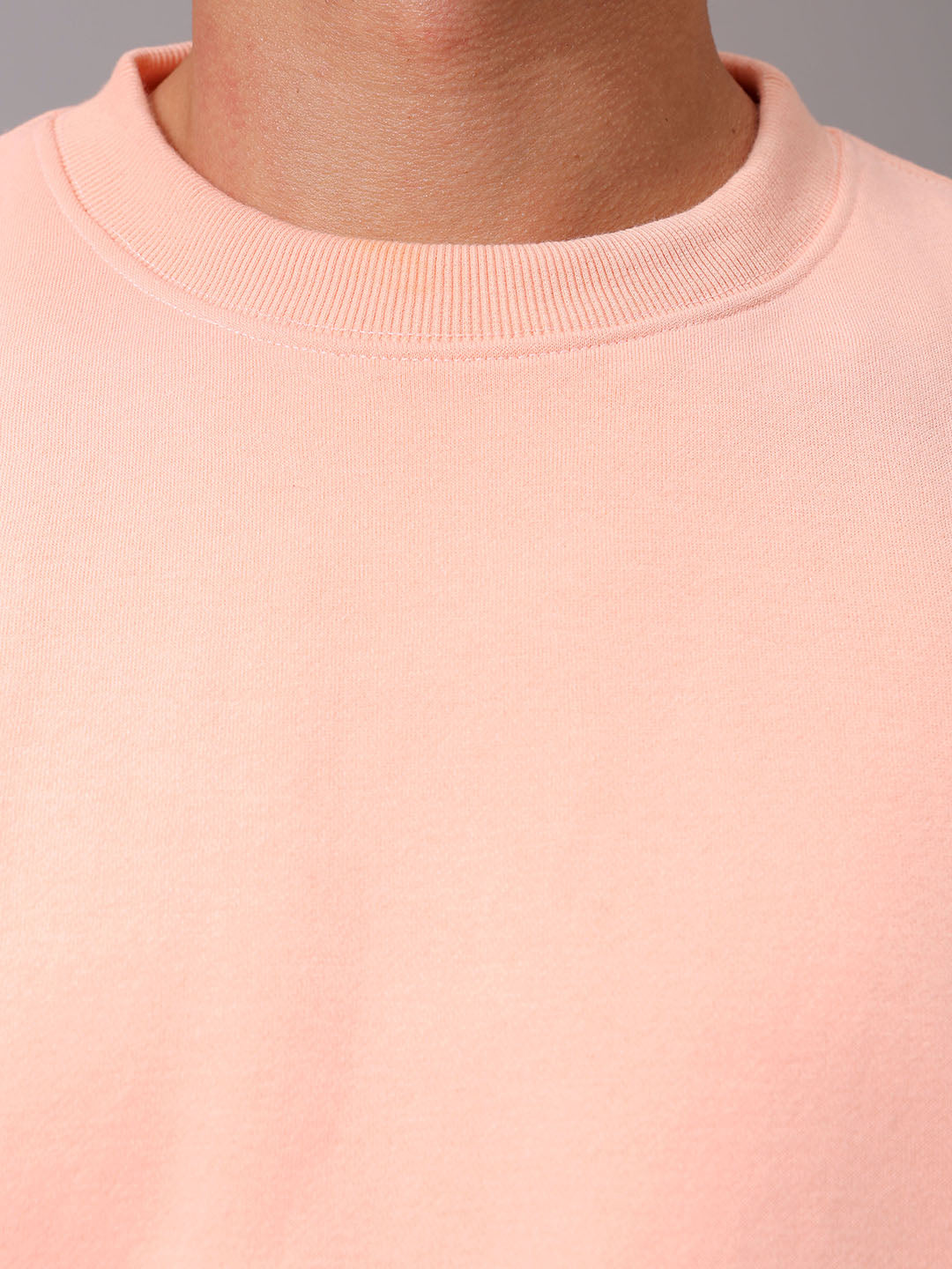 Men's Peach Oversized Solid Overhead Crewneck Sweatshirt