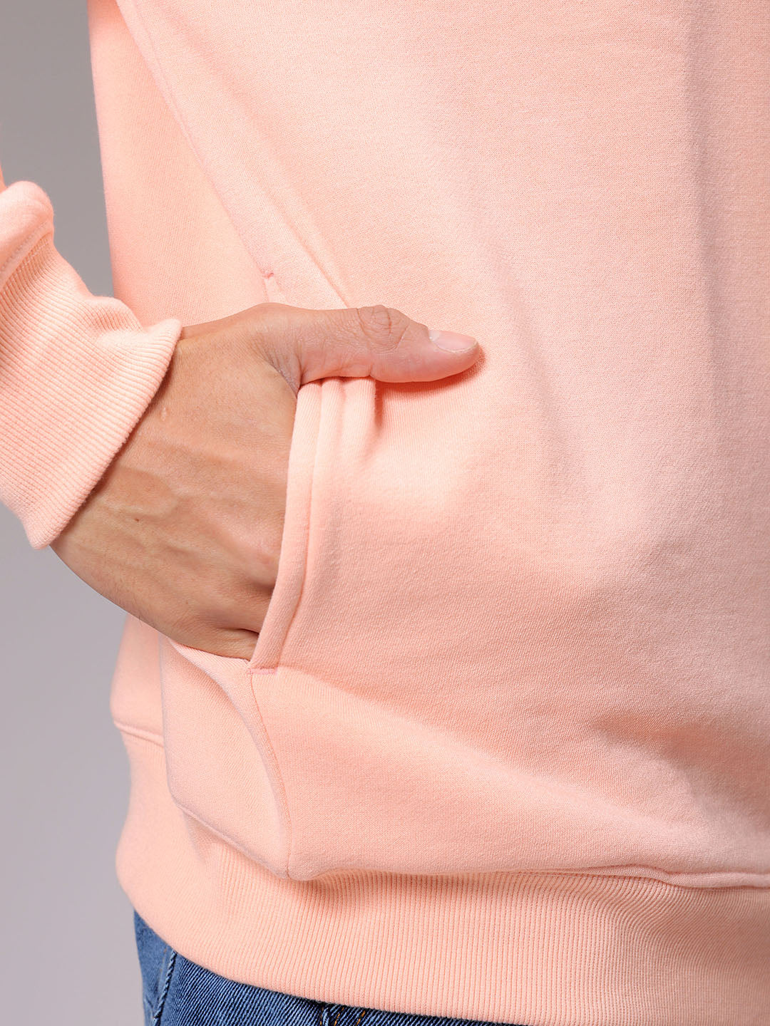 Men's Peach Oversized Solid Overhead Crewneck Sweatshirt