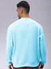 Men's Aqua Oversized Solid Overhead-Crewneck Sweatshirt