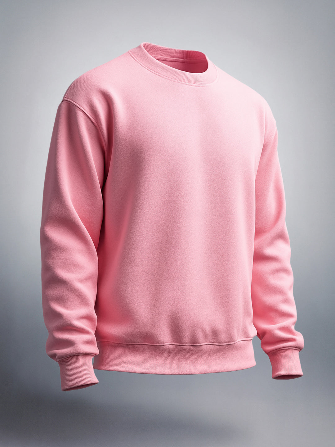 Men's Pink Oversized Solid Overhead Crewneck Sweatshirt
