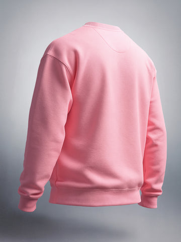 Men's Shell Pink Oversized Fit Solid Casual Sweat Shirt