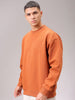 Men's Beige Oversized Solid Overhead Crewneck Sweatshirt