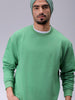 Men's Green Oversized Solid Overhead-Crewneck Sweatshirt