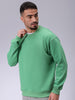 Men's Green Oversized Solid Overhead-Crewneck Sweatshirt