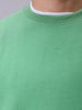 Men's Green Oversized Solid Overhead-Crewneck Sweatshirt