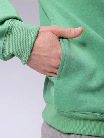 Men's Green Oversized Solid Overhead-Crewneck Sweatshirt