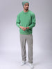 Men's Green Oversized Solid Overhead-Crewneck Sweatshirt