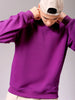 Men's Purple Oversized Solid Overhead Crewneck Sweatshirt