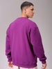 Men's Purple Oversized Solid Overhead Crewneck Sweatshirt