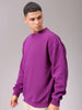 Men's Purple Oversized Solid Overhead Crewneck Sweatshirt