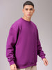 Men's Purple Oversized Solid Overhead Crewneck Sweatshirt
