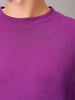 Men's Purple Oversized Solid Overhead Crewneck Sweatshirt