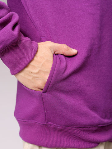 Men's Purple Oversized Solid Overhead Crewneck Sweatshirt