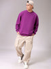 Men's Purple Oversized Solid Overhead Crewneck Sweatshirt