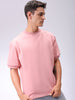 Men's Pink Relaxed Fit Solid Overhead-Crewneck Sweatshirt