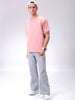 Men's Pink Relaxed Fit Solid Overhead-Crewneck Sweatshirt