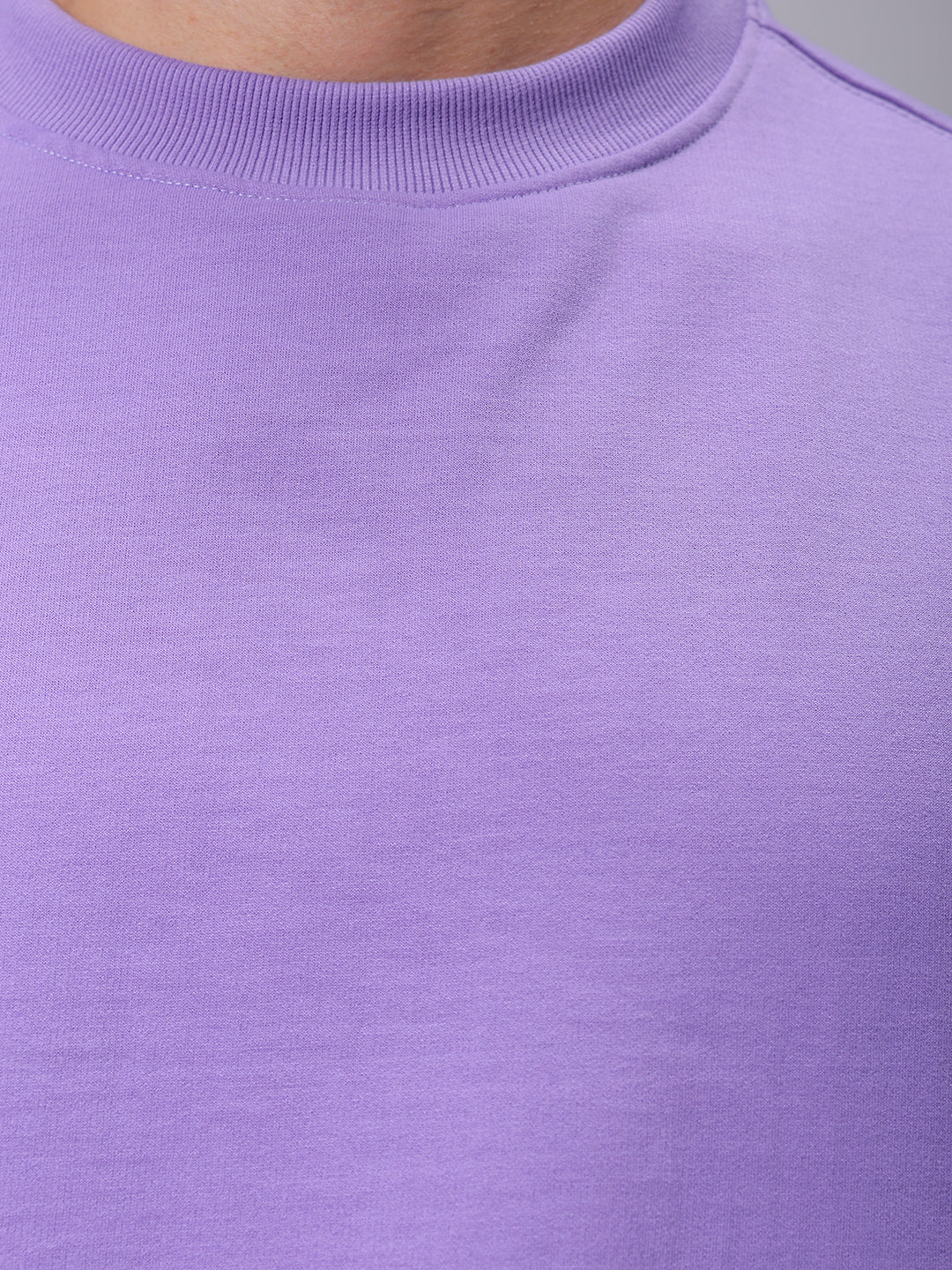 Men's Purple Relaxed Fit Solid Overhead-Crewneck Sweatshirt