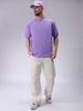Men's Purple Relaxed Fit Solid Overhead-Crewneck Sweatshirt