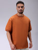 Men's Beige Relaxed Fit Solid Overhead-Crewneck Sweatshirt