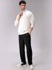 Men's Chalk Relaxed Fit Solid Overhead-Highneck Sweatshirt