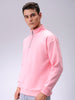 Men's Pink Relaxed Fit Solid Overhead-Highneck Sweatshirt