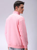 Men's Pink Relaxed Fit Solid Overhead-Highneck Sweatshirt