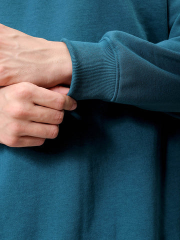 Men's Green Relaxed Fit Solid Overhead-Highneck Sweatshirt