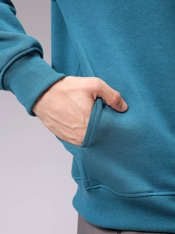 Men's Green Relaxed Fit Solid Overhead-Highneck Sweatshirt