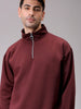 Men's Brown Relaxed Fit Solid Overhead-Highneck Sweatshirt