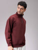 Men's Brown Relaxed Fit Solid Overhead-Highneck Sweatshirt