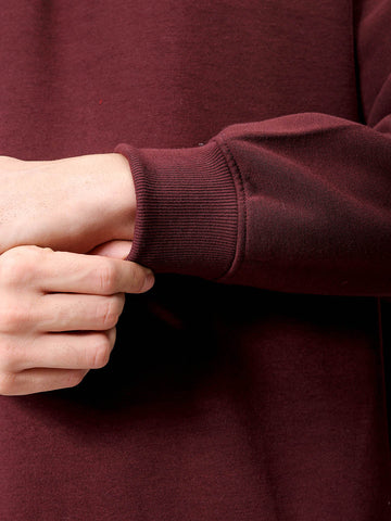 Men's Brown Relaxed Fit Solid Overhead-Highneck Sweatshirt