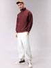 Men's Brown Relaxed Fit Solid Overhead-Highneck Sweatshirt