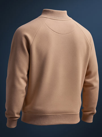 Men's Tan Relaxed Fit Solid Casual Sweat Shirt