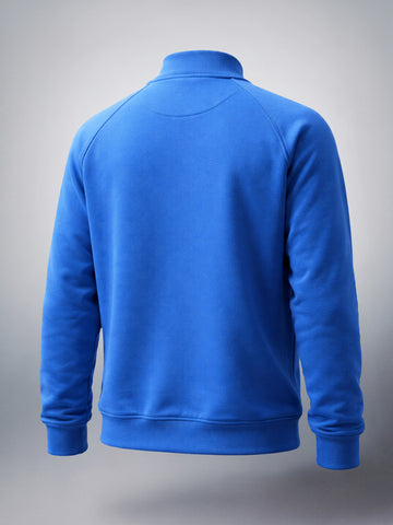 Men's Gentian Blue Relaxed Fit Solid Casual Sweat Shirt