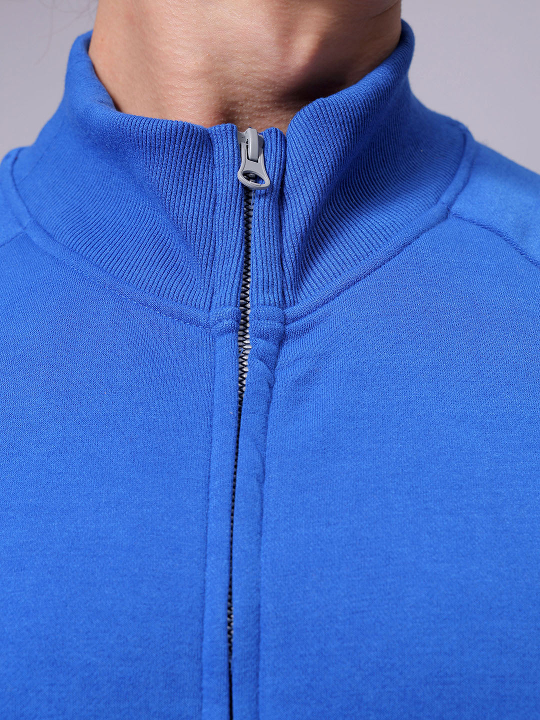 Men's Relaxed Fit Solid Frontopen Highneck Sweatshirt