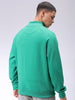 Men's Green Relaxed Fit Solid Frontopen-Highneck Sweatshirt
