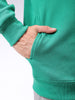 Men's Green Relaxed Fit Solid Frontopen-Highneck Sweatshirt