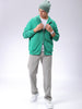 Men's Green Relaxed Fit Solid Frontopen-Highneck Sweatshirt