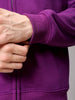 Men's Purple Relaxed Fit Solid Frontopen-Highneck Sweatshirt