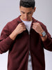 Men's Brown Relaxed Fit Solid Frontopen-Highneck Sweatshirt